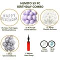 set of 62 Pc silver Birthday Decoration Kit– Silver and White Balloons Combo with Birthday Banner, Arc, Glue Dot for girls Kids Baby Birthday Decoration Items white with purple combination..whit golden combination| Birthday Decoration Combo . 