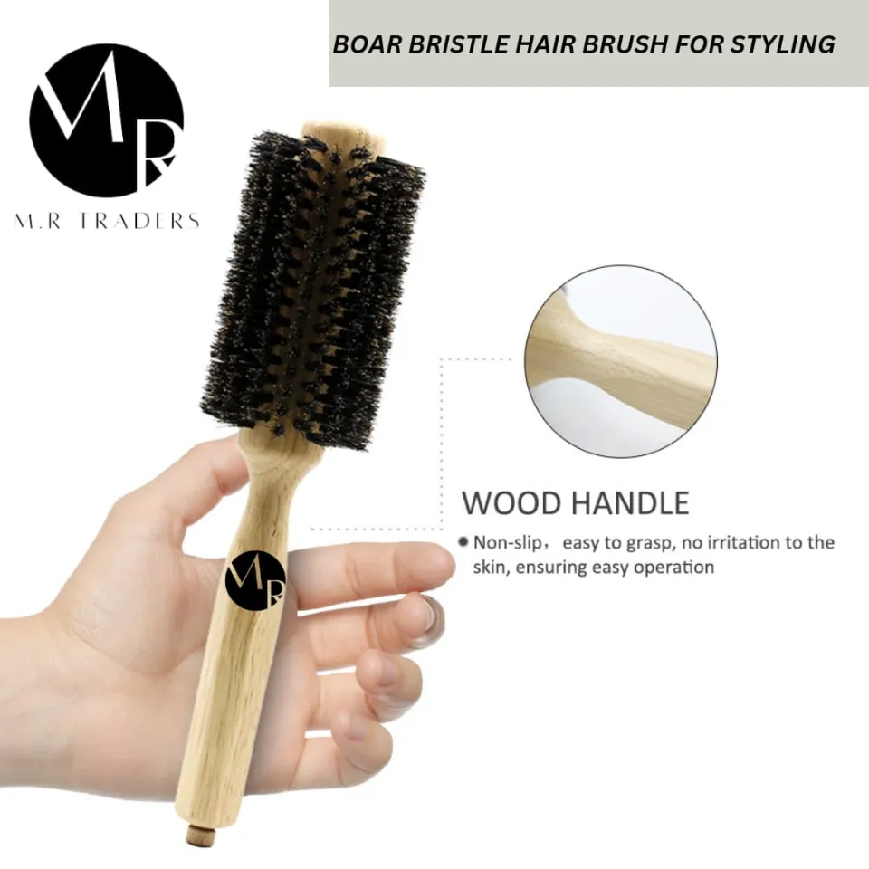Hair Roller Brush, High Density Bristles Wooden Round Brush for