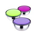 New Kitchen Pro Multicolour Airtight Lid Bowls Stainless Steel Food Storage Container for Regular Need - Set of 3 Pcs. 