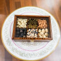 RH Crafts & Home | Dry friut box Spice Container Masala Box With Wooden Spoon- 6 Solid Wooden Rectangular Masala Box(spice rack) - Drawer Organizer for Kitchen serving tray. 