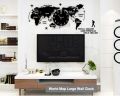 World Map Wall Clock - Wooden Wall Clock Large Modern Design 3D Stickers Hanging Clock Decorative Watch Home Silent Wall Clocks. 