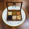 RH Crafts & Home | Dry friut box Spice Container Masala Box With Wooden Spoon- 6 Solid Wooden Rectangular Masala Box(spice rack) - Drawer Organizer for Kitchen serving tray. 