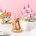 Children Educational Puzzle Girl Handmade DIY 3D Castle Airplane Assembly Model Boy Building Block Toy Kindergarten Gift. 