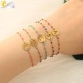 CSJA Gold Color Stainless Steel Bracelet for Women Beaded Beads Initial Letter Bracelets Dainty Jewelry Pulsera Fashion S691. 