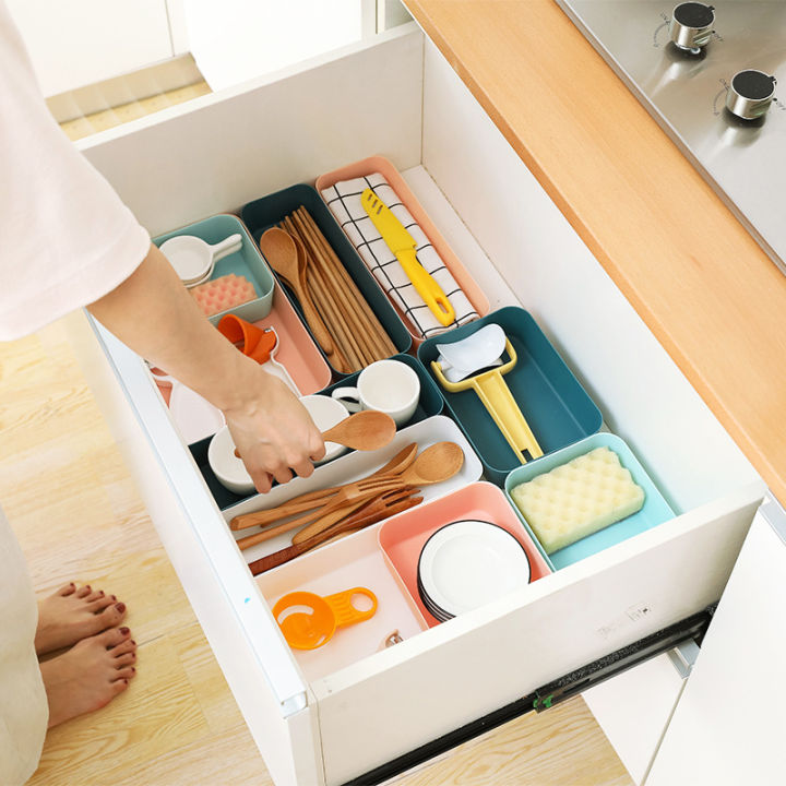 High Quality Simple And Multi-purpose Storage Box Colourful PP Plastic Classification Storage Durable Case Desktops Drawers Office Home Supples 1Pcs