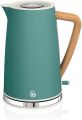 Swan Nordic Jug Kettle, 1.7 Litre, Pine Green, Rapid Boil, Wood Effect Handle, Scandi Design, Soft Touch Housing and Matte Finish, 3kw, SK14610GREN Note.(handle color miner damage). 
