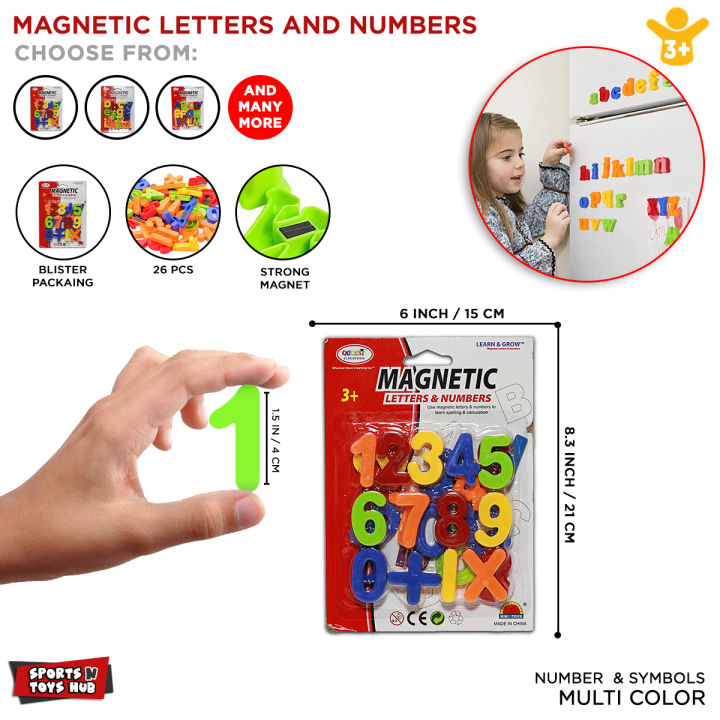 Magnetic Letters and Numbers 26 Pieces, 1.5 Inch Large Size Fun Alphabet Kit for Kids, ABC Educational Toys, Refrigerator Magnetic Board, Preschool Learning Toys Available In Capital ABC, Small Alphabets & Numbers Symbols