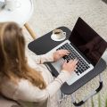 Laptop Table | Black Color | Foldable Legs, Tablet Groove & Cup Slot | Perfect for Working, Reading, Writing, and Eating. 