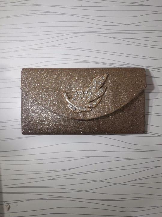 Fancy clutch bag with Long Chain