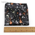 【wenfangdianpu】Notes Guitar Funny Cartoon 23cm Polyester Pocket Square Business Tuxedo Men Suit Handkerchief Gift Accessory. 