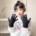 Emojis Children's Five Fingers Cute Korean Version Wool Thickened Warm Knitted Parent Child Gloves Autumn and Winter Primary School Students. 