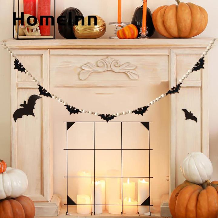 Halloween Garland Spooky Halloween Wooden Bead Bat Garland for Haunted House Decor Scary Ornament less Than Boho Chic Halloween Decor