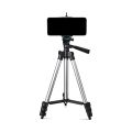 3.5 Feet Tripod Stand for Mobile Phones and Cameras with Mobile Phone Holder, Adjustable and Portable Tripod Stand Mobile and DSLR Stand for Live Stream, Universal Tripod Stand, Silver Model 3110 with Box and Bag | Elegant Home. 