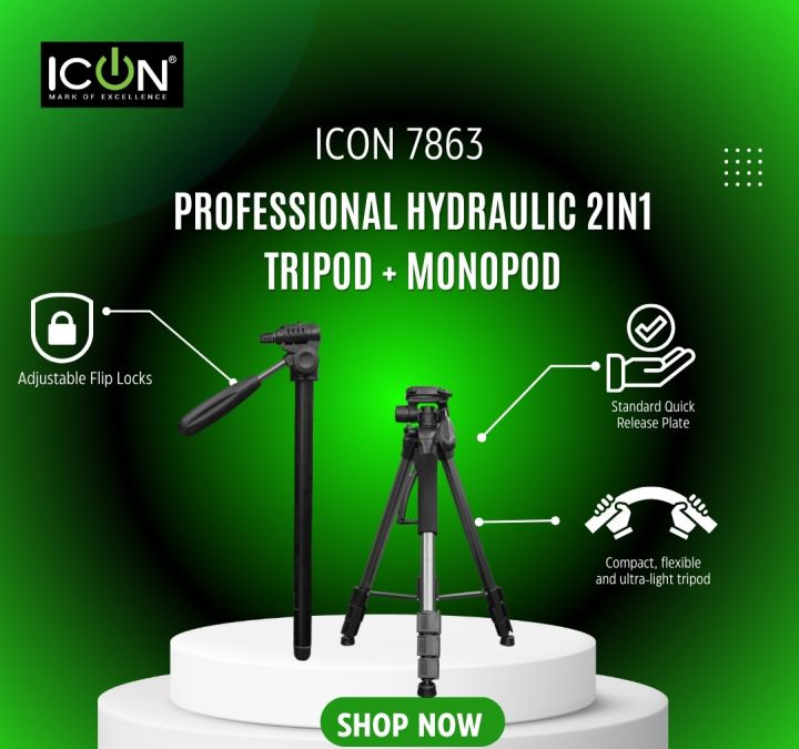 Icon 7863 Professional Hydraulic 2 in1 Tripod + Monopod