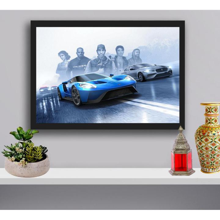 Need For Speed Gaming Poster Wall Hanging Glass Photo Frame in Premium Glossy Photo Paper A4 8x12” size for Home Decor and Decoration Accessories