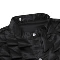 Canis-Men Satin Ruffle Shirts, Long Sleeve Stand Collar Solid Color Slim Fit Dress Shirt. 