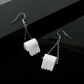 2020 Lady Roll Paper Pendant Earring Necklace Creative 3D Organization Toilet Paper Toilet Roll Paper Tube Pendant Earring. 