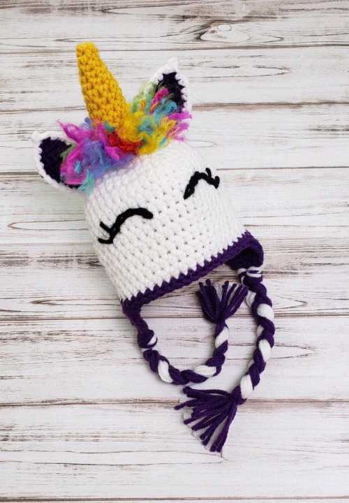 Colourful Crochet Woolen Unicorn Cap for Babies