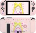 Nintendo Switch Pink Case Cover Console and Joy Con Controller, Dockable Switch Skin, Soft TPU Shell - Cute Anime Girl. 