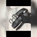 leather belt with small double aa buckle originalfor men and women. 