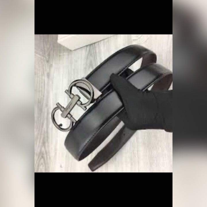 leather belt with small double aa buckle originalfor men and women