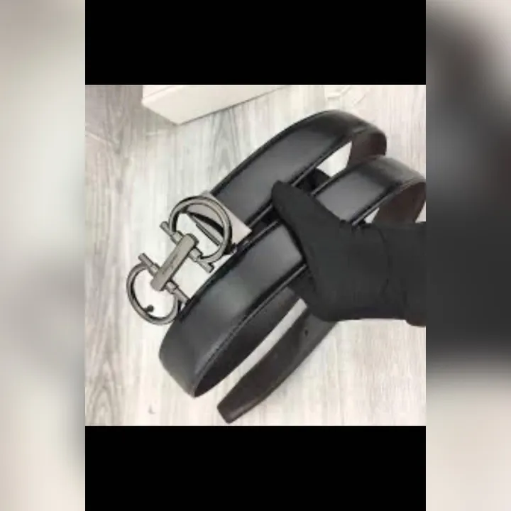 leather belt with small double aa buckle originalfor men and women