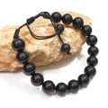 Original Black Aqeeq Bracelet of Natural Beads stones Gemstones Stretchable Elastic Handmade Unisex Adjustable Crystal Healing for men women boys and girls Gift (10 mm). 