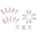 Premium quality pack of  press on 24 Artificial nails medium and long length nails including with nail filler, 24 double side adhesives glue dots and nail cleaning stick and available in 17 different design. 
