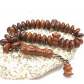Sandal Fragrance Zikar Tasbeeh - Original Sandalwood Tasbih Brown flat 33 Beads of 13mm. 