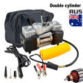HEAVY DUTY Portable 12V Car Air Compressor Tire Pump Tyre Inflator Auto 150 PSI- Tire Compressor- American Technology- Heavy Duty POWER- Multi Purpose Use- Cycle-Car-Mattress-Bike- DOUBLE CYLINDER. 