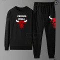 Chicago BULLS Tracksuit For Men and Women with Warm Fleece Sweatshirt and Trouser 2 piece and New Arrival BLack. 