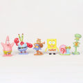 6Pcs/Set Cute Anime Figure SpongeBob Model Dolls Ornaments Home Decoration Gift. 