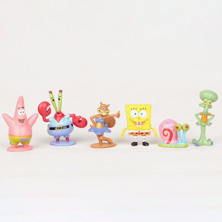 6Pcs/Set%20Cute%20Anime%20Figure%20SpongeBob%20Model%20Dolls%20Ornaments%20Home%20Decoration%20Gift%20-%20Image%203