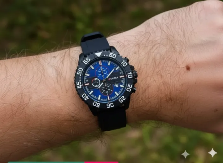 styles%20watch%20for%20men%20Sports%20Chronograph%20Watch%20for%20Men%20%E2%80%93%20Black%20&%20Blue%20And%20Silver%20Dial,%20Premium%20Rubber%20Strap%20Heavy%20Duty%20Black%20Bezel%20Rotating%20-%20Image%202