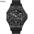 Guess Genesis Black Dial Black Silicone Strap Watch For Men-W1254G2. 
