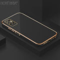 Hontinga for Infinix Note 8I Back Cover Luxury 6D Plating Frame Shiny Bling Case Soft Silicone Square Phone Cases. 