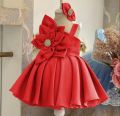 jamni, yellow, red colour elegant silk floral dress for kids girls embalished with stone work. 