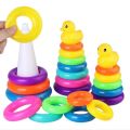 Plastic Rainbow Stacking Ring Toys for Kids, Baby Rings Toys 9 Pics Set. 