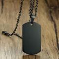Black Stainless Steel Dog Tag Chain Pendant Necklace for Men. 