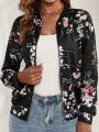 Women Fashion Floral Printed Jacket Coats Casual V Neck Full Long Sleeve Outerwear Tops Ladies Chic Stylish Coat. 