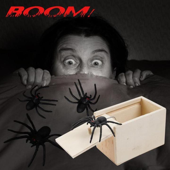 Scare Box Wooden Prank Trick Scaring Toy Spider Toys April Fool's Day gift Halloween Surprise Box