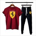 Ferrari printed Summer Printed Tracksuit For Men & Boys - Soft and Comfortable Fabric T Shirt & Trouser Printed Tracksuit. 