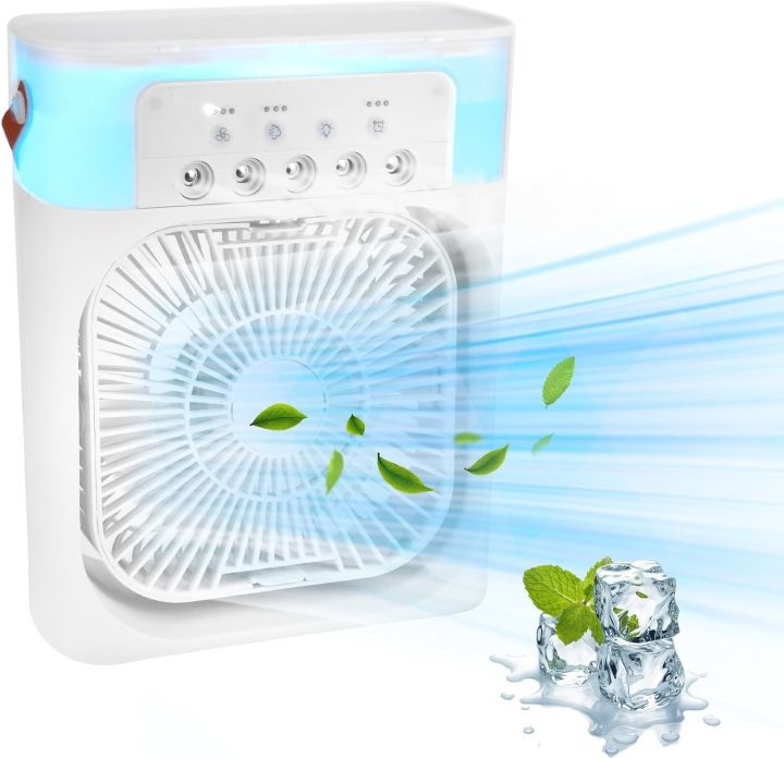 Portable Rechargeable Box Fan with LED Light – Available in 4 Colors ...