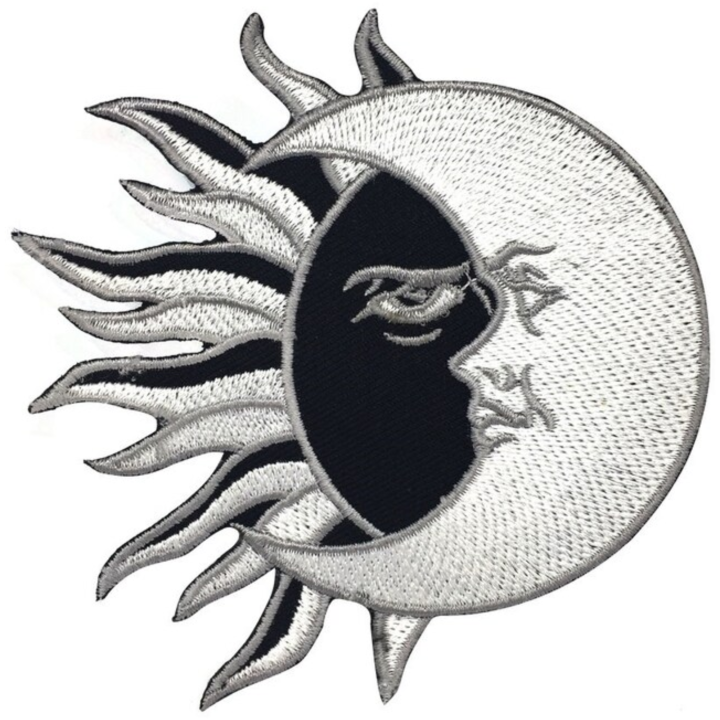 Yin Yang Sun and Moon Embroidered Iron On Patch Sew On Badge For Bags Caps T Shirts Jeans Applique