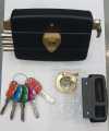(HMC) - Main Gate Rim Lock Heavy Door Lock With - (Brass 5 Keys) In Five Colours - High Quality. 