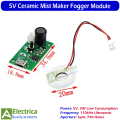 Mist Maker Atomizing Fogger Ceramic Disc | 5V 2W Nebulizer Plate 110kHz, 5µm 740 Holes | Humidifier & Aroma Diffuser Replacement Module, Green PCB, 8cm Wire by Electrica. 