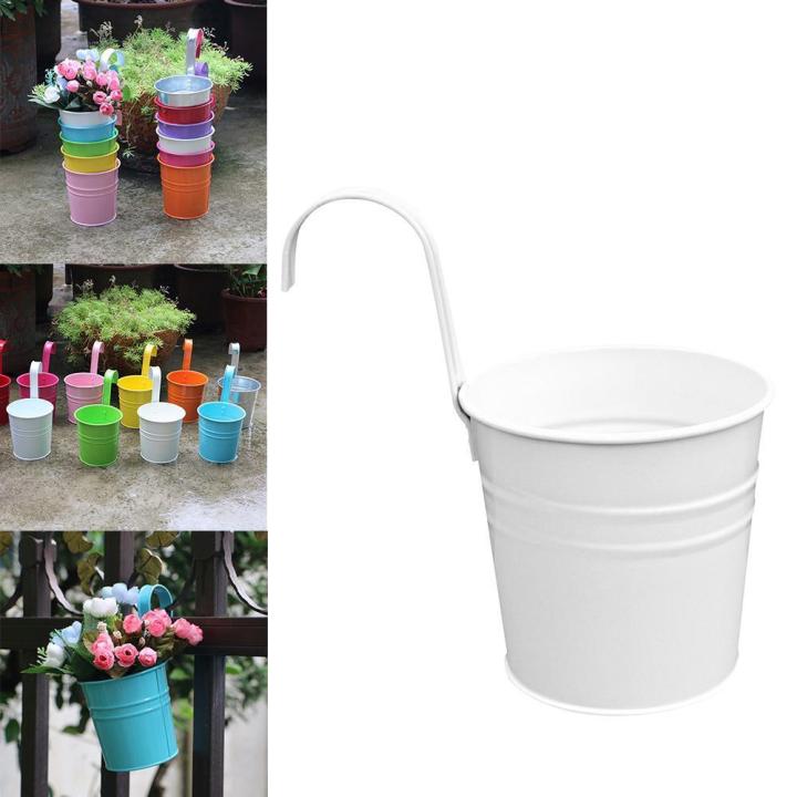 Topsky%20Balcony%20Garden%20Hanging%20Flower%20Pot,%20Iron%20Metal%20Flowerpot%20Garden%20Decoration%20Supplies%20Accessories,%20Vase%20Bucket%20flower%20pots%20Plant%20Planter%20Baskets%20Fence%20-%20Image%204