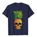 Pineapple Skull Funny Aloha Beaches Hawaiian Hawaii Goth Top Prevailing Anime T Shirts Cotton Men's Tops T Shirt Moto Biker. 