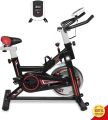 Exercise Spinning Bike, Black, Office Cardio Workout Training, Home Fitness Equipment with LCD Display and Heart Rate Adjustment - MOOSENG. 