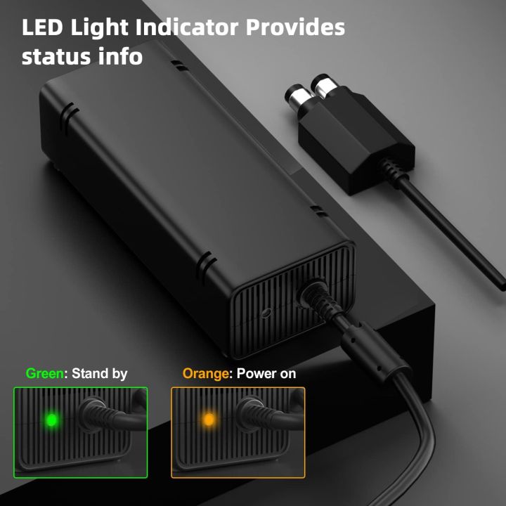 Power Supply Replacement for Xbox 360 Slim Power Supply, [Advanced Quiet Edition] with Cooling Fan Compatible with Xbox 360 Slim Console (Black)